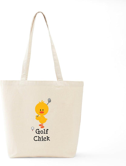 Golf Chick Tote Bag Natural Canvas Tote Bag, Reusable Shopping Bag