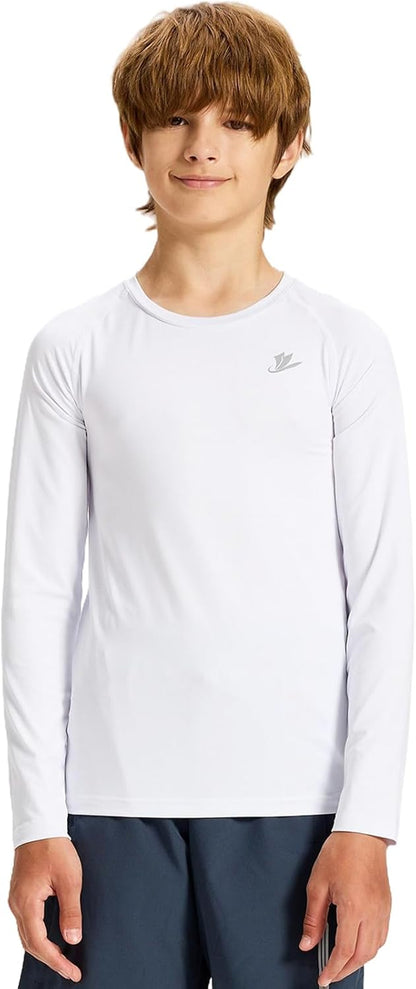 Youth Boys Compression Thermal Shirt Long Sleeve Kids Fleece Baselayer Soccer Baseball Undershirt Slim/Regular/Husky