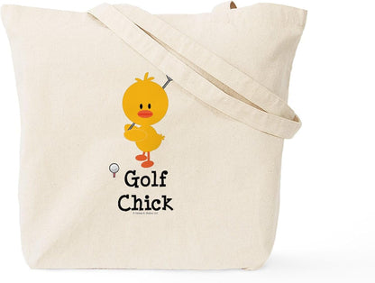 Golf Chick Tote Bag Natural Canvas Tote Bag, Reusable Shopping Bag