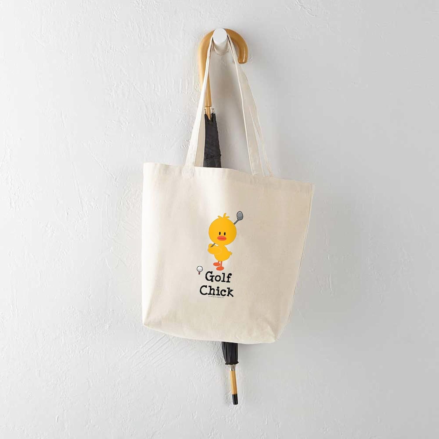 Golf Chick Tote Bag Natural Canvas Tote Bag, Reusable Shopping Bag
